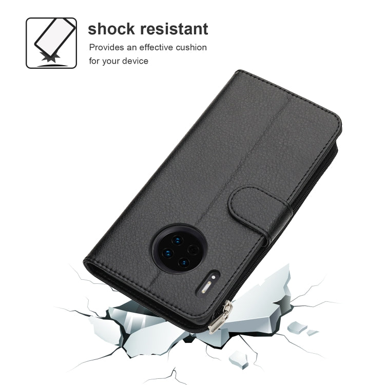 For Huawei Mate 30 Pro Microfiber Zipper Horizontal Flip Leather Case(Black) - Huawei Cases by PMC TechLife | Online Shopping South Africa | PMC TechLife | Buy Now Pay Later Mobicred