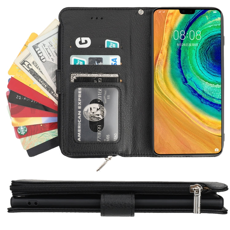 For Huawei Mate 30 Pro Microfiber Zipper Horizontal Flip Leather Case(Black) - Huawei Cases by PMC TechLife | Online Shopping South Africa | PMC TechLife | Buy Now Pay Later Mobicred