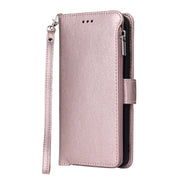 For Huawei Nova 5i Pro / Mate 30 Lite Microfiber Zipper Horizontal Flip Leather Case(Rose Gold)