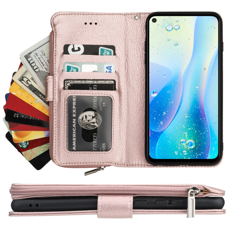 For Huawei Nova 5i Pro / Mate 30 Lite Microfiber Zipper Horizontal Flip Leather Case(Rose Gold) - Huawei Cases by PMC TechLife | Online Shopping South Africa | PMC TechLife | Buy Now Pay Later Mobicred