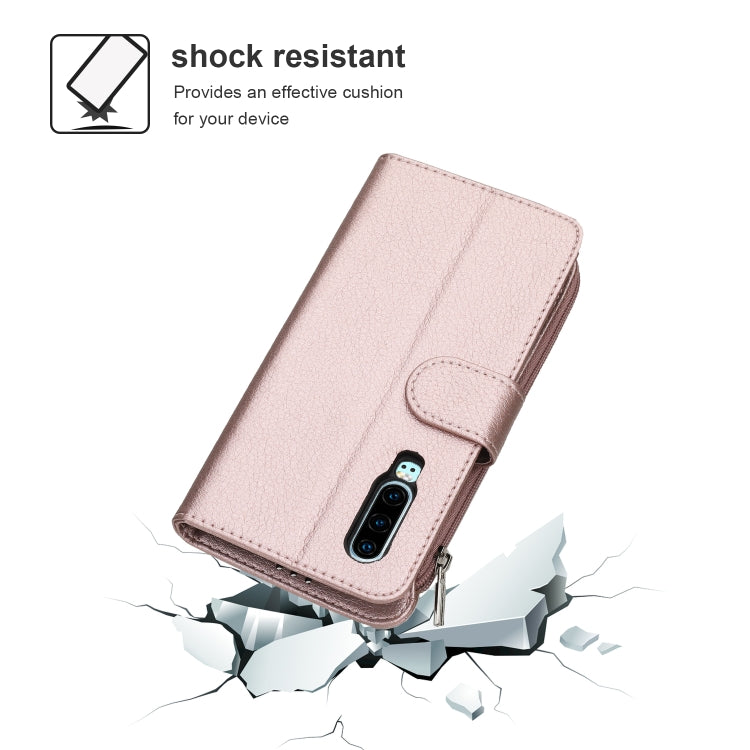 For Huawei P30 Microfiber Zipper Horizontal Flip Leather Case(Rose Gold) - Huawei Cases by PMC TechLife | Online Shopping South Africa | PMC TechLife | Buy Now Pay Later Mobicred