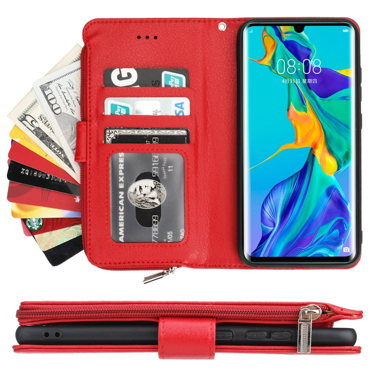 For Huawei P30 Pro Microfiber Zipper Horizontal Flip Leather Case(Red) - Huawei Cases by PMC TechLife | Online Shopping South Africa | PMC TechLife | Buy Now Pay Later Mobicred