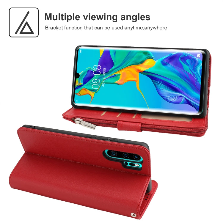 For Huawei P30 Pro Microfiber Zipper Horizontal Flip Leather Case(Red) - Huawei Cases by PMC TechLife | Online Shopping South Africa | PMC TechLife | Buy Now Pay Later Mobicred