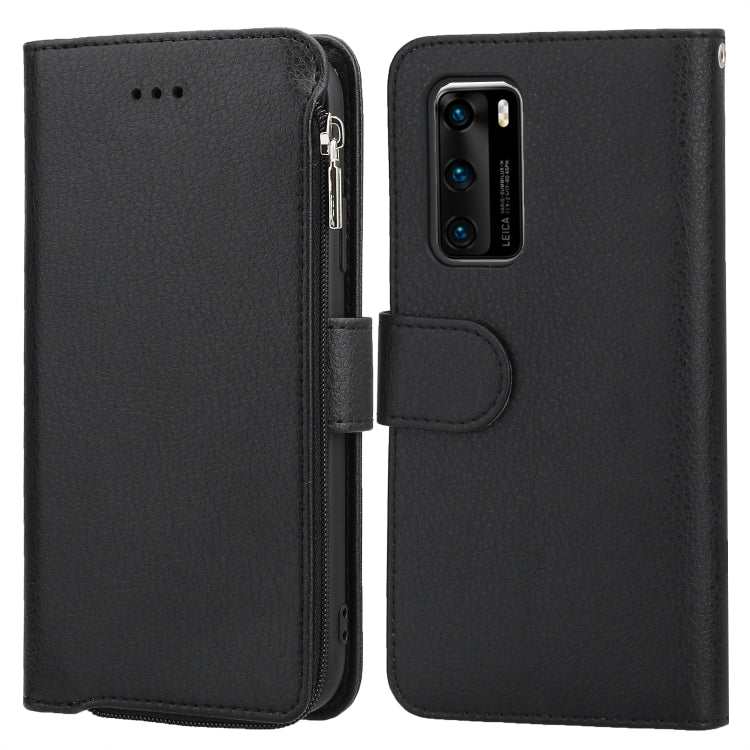 For Huawei P40 Microfiber Zipper Horizontal Flip Leather Case(Black) - free shipping - PMC TechLife - Order now!