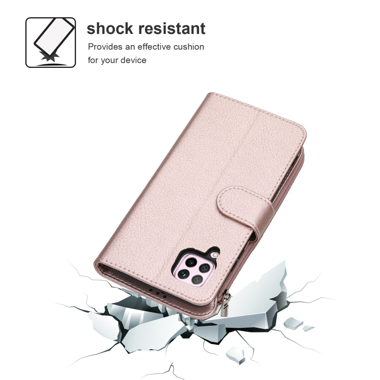 For Huawei P40 Lite / nova 6 SE Microfiber Zipper Horizontal Flip Leather Case(Rose Gold) - free shipping - PMC TechLife - Order now!