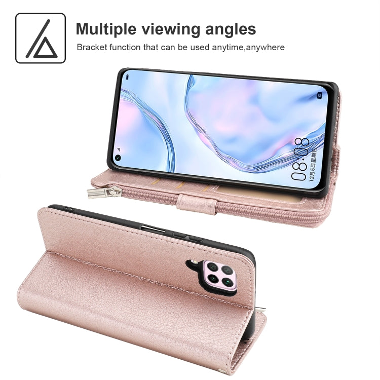 For Huawei P40 Lite / nova 6 SE Microfiber Zipper Horizontal Flip Leather Case(Rose Gold) - free shipping - PMC TechLife - Order now!