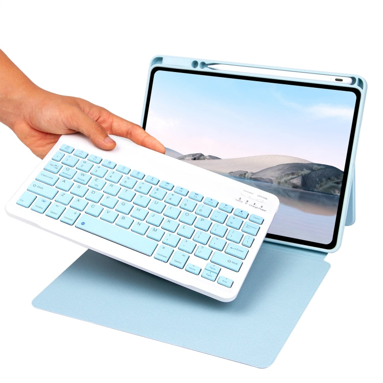 Bluetooth Keyboard Leather Case with Touchpad & Rotatable Bottom Case For iPad 10.2 2021 & 2020 & 2019 / Air 2019 / Pro 10.5 inch(Lavender Grey)