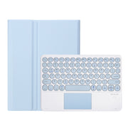 YA610B-A Candy Color Skin Feel Texture Round Keycap Bluetooth Keyboard Leather Case with Touchpad For Samsung Galaxy Tab S6 Lite 10.4 inch SM-P610 / SM-P615(White Ice)