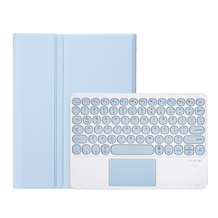 YA610B-A Candy Color Skin Feel Texture Round Keycap Bluetooth Keyboard Leather Case with Touchpad For Samsung Galaxy Tab S6 Lite 10.4 inch SM-P610 / SM-P615(White Ice)
