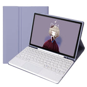YA610B-A Candy Color Skin Feel Texture Round Keycap Bluetooth Keyboard Leather Case with Touchpad For Samsung Galaxy Tab S6 Lite 10.4 inch SM-P610 / SM-P615(Purple)
