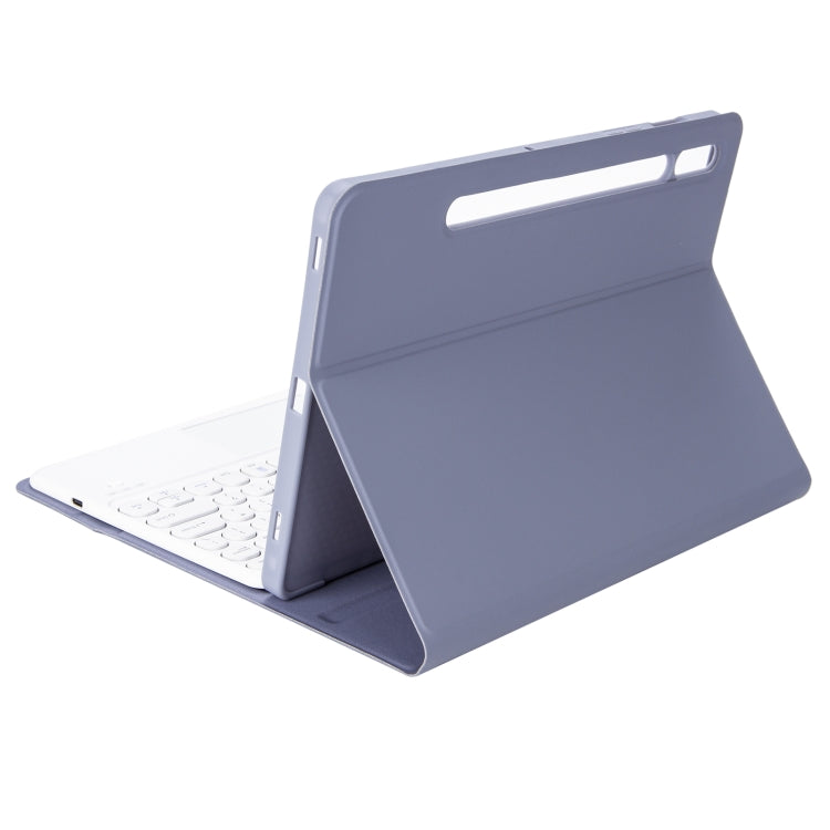 YA610B-A Candy Color Skin Feel Texture Round Keycap Bluetooth Keyboard Leather Case with Touchpad For Samsung Galaxy Tab S6 Lite 10.4 inch SM-P610 / SM-P615(Purple)