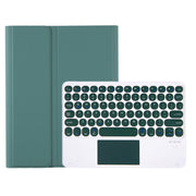 YA08B-A Candy Color Skin Feel Texture Round Keycap Bluetooth Keyboard Leather Case with Touchpad For Samsung Galaxy Tab A8 10.5 2021 SM-X200 / SM-X205(Dark Green)