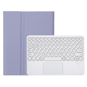 YA700B-A Candy Color Skin Feel Texture Round Keycap Bluetooth Keyboard Leather Case with Touchpad For Samsung Galaxy Tab S8 11 inch SM-X700 / SM-X706 & S7 11 inch SM-X700 / SM-T875(Purple)