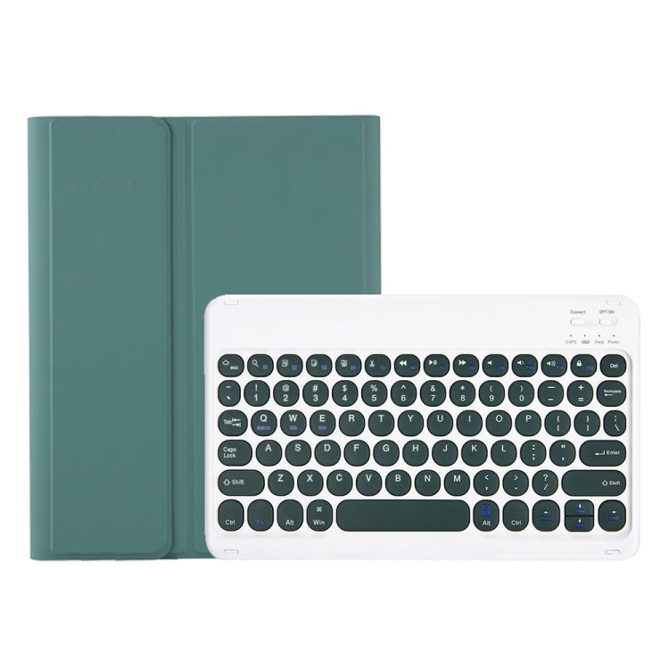 YA08B Candy Color Skin Feel Texture Round Keycap Bluetooth Keyboard Leather Case For Samsung Galaxy Tab A8 10.5 2021 SM-X200 / SM-X205(Dark Green) - Samsung Keyboard by PMC TechLife | Online Shopping South Africa | PMC TechLife