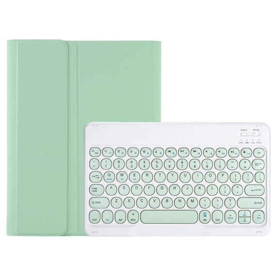 YA08B Candy Color Skin Feel Texture Round Keycap Bluetooth Keyboard Leather Case For Samsung Galaxy Tab A8 10.5 2021 SM-X200 / SM-X205(Light Green)