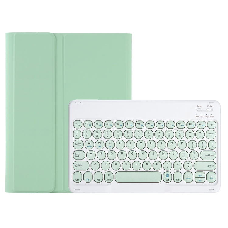 YA08B Candy Color Skin Feel Texture Round Keycap Bluetooth Keyboard Leather Case For Samsung Galaxy Tab A8 10.5 2021 SM-X200 / SM-X205(Light Green)