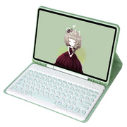 YA08B Candy Color Skin Feel Texture Round Keycap Bluetooth Keyboard Leather Case For Samsung Galaxy Tab A8 10.5 2021 SM-X200 / SM-X205(Light Green)
