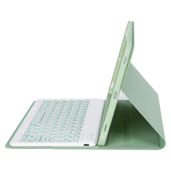 YA08B Candy Color Skin Feel Texture Round Keycap Bluetooth Keyboard Leather Case For Samsung Galaxy Tab A8 10.5 2021 SM-X200 / SM-X205(Light Green)