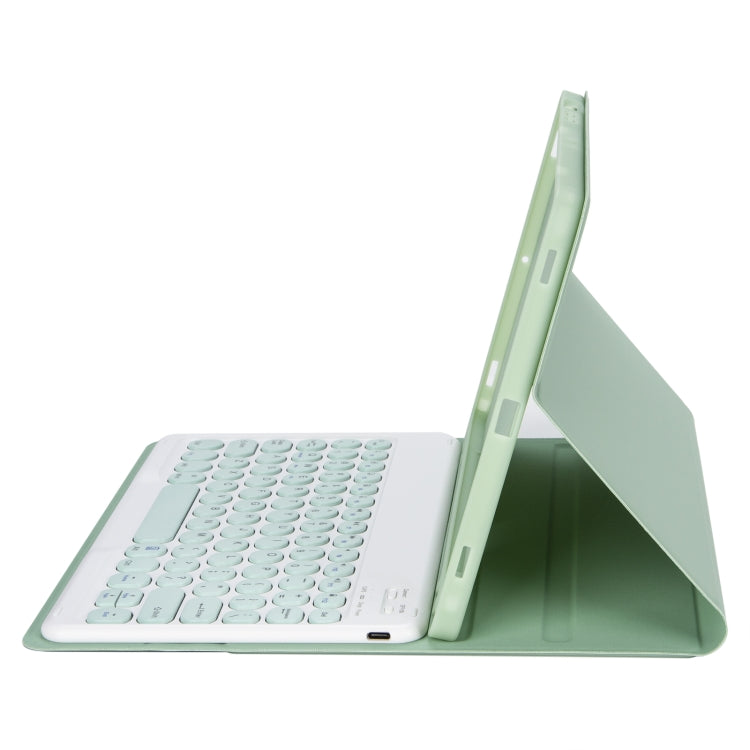 YA08B Candy Color Skin Feel Texture Round Keycap Bluetooth Keyboard Leather Case For Samsung Galaxy Tab A8 10.5 2021 SM-X200 / SM-X205(Light Green)