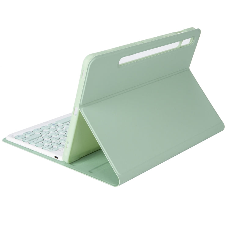 YA08B Candy Color Skin Feel Texture Round Keycap Bluetooth Keyboard Leather Case For Samsung Galaxy Tab A8 10.5 2021 SM-X200 / SM-X205(Light Green)