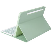YA700B Candy Color Skin Feel Texture Round Keycap Bluetooth Keyboard Leather Case For Samsung Galaxy Tab S8 11 inch SM-X700 / SM-X706 & S7 11 inch SM-X700 / SM-T875(Light Green)