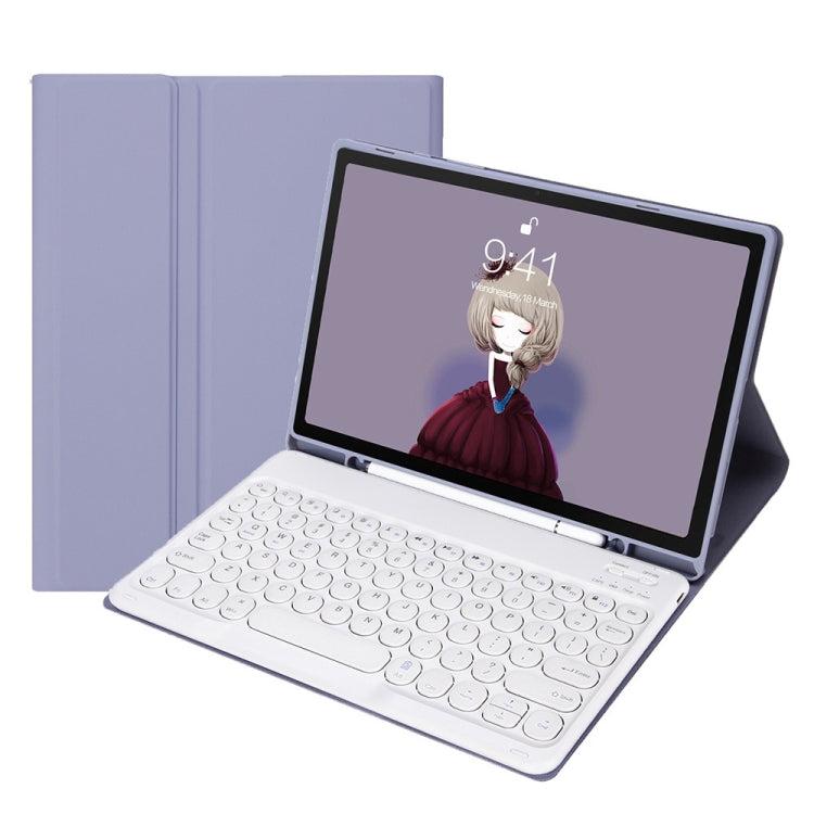 YA700B Candy Color Skin Feel Texture Round Keycap Bluetooth Keyboard Leather Case For Samsung Galaxy Tab S8 11 inch SM-X700 / SM-X706 & S7 11 inch SM-X700 / SM-T875(Purple) - Samsung Keyboard by PMC TechLife | Online Shopping South Africa | PMC TechLife | Buy Now Pay Later Mobicred