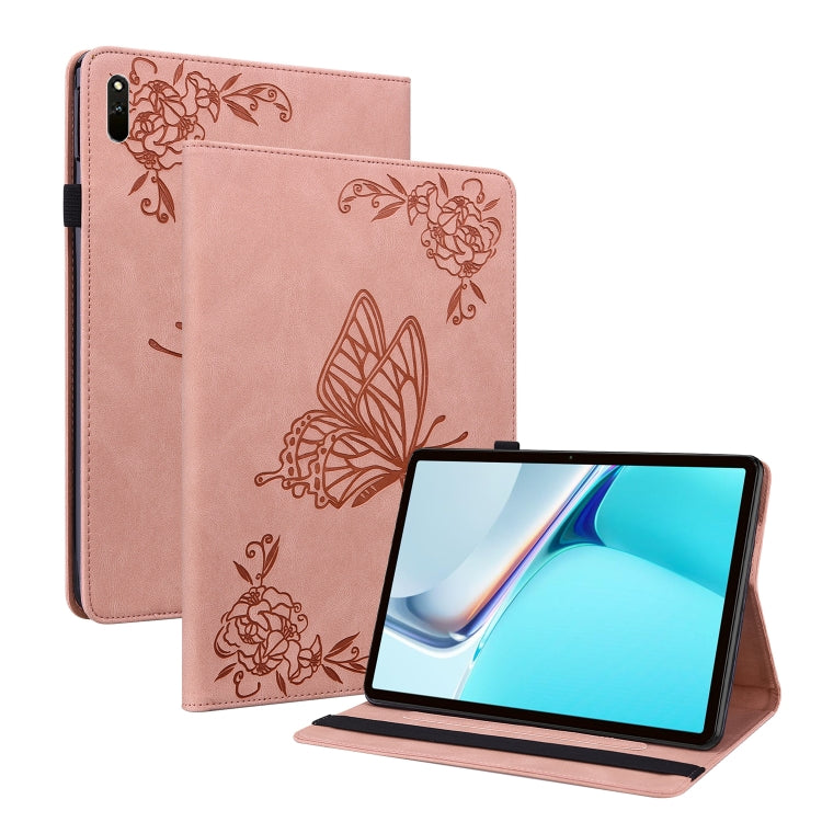 For Huawei MatePad 11 2021 Butterfly Flower Embossed Leather Tablet Case(Rose Gold) - Huawei by PMC TechLife | Online Shopping South Africa | PMC TechLife | Buy Now Pay Later Mobicred