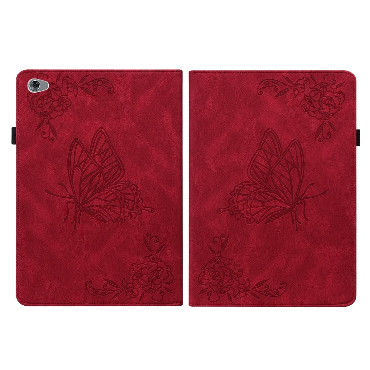 For Huawei MediaPad M5 Lite Butterfly Flower Embossed Leather Tablet Case(Red) - Huawei by PMC TechLife | Online Shopping South Africa | PMC TechLife | Buy Now Pay Later Mobicred