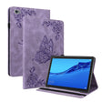 For Huawei MediaPad M5 Lite Butterfly Flower Embossed Leather Tablet Case(Purple) - Huawei by PMC TechLife | Online Shopping South Africa | PMC TechLife | Buy Now Pay Later Mobicred