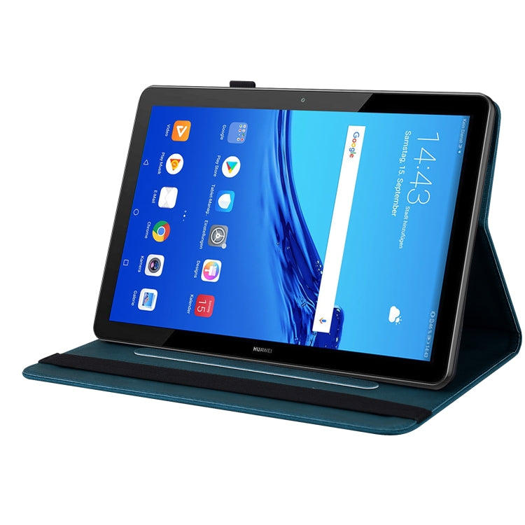 For Huawei MediaPad T5 Butterfly Flower Embossed Leather Tablet Case(Blue) - Huawei by PMC TechLife | Online Shopping South Africa | PMC TechLife | Buy Now Pay Later Mobicred