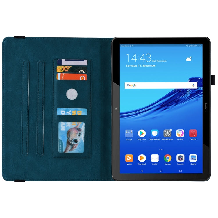 For Huawei MediaPad T5 Butterfly Flower Embossed Leather Tablet Case(Blue) - Huawei by PMC TechLife | Online Shopping South Africa | PMC TechLife | Buy Now Pay Later Mobicred