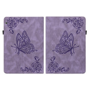 For Huawei MediaPad T5 Butterfly Flower Embossed Leather Tablet Case(Purple)