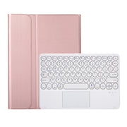 YA610B-A  Lambskin Texture Voltage Round Keycap Bluetooth Keyboard Leather Case with Touchpad For Samsung Galaxy Tab S6 Lite 10.4 inch SM-P610 / SM-P615(Rose Gold)