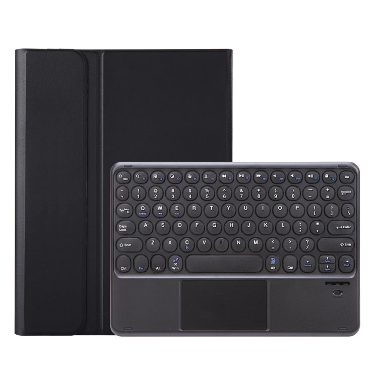 YA700B-A  Lambskin Texture Voltage Round Keycap Bluetooth Keyboard Leather Case with Touchpad For Samsung Galaxy Tab S8 11 inch SM-X700 / SM-X706 & S7 11 inch SM-X700 / SM-T875(Black)
