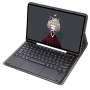 YA700B-A  Lambskin Texture Voltage Round Keycap Bluetooth Keyboard Leather Case with Touchpad For Samsung Galaxy Tab S8 11 inch SM-X700 / SM-X706 & S7 11 inch SM-X700 / SM-T875(Blue)
