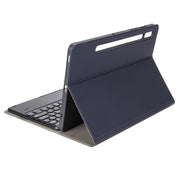 YA700B-A  Lambskin Texture Voltage Round Keycap Bluetooth Keyboard Leather Case with Touchpad For Samsung Galaxy Tab S8 11 inch SM-X700 / SM-X706 & S7 11 inch SM-X700 / SM-T875(Blue)