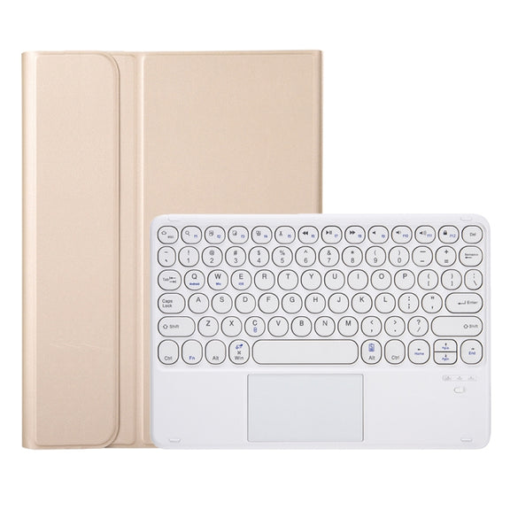 YA700B-A  Lambskin Texture Voltage Round Keycap Bluetooth Keyboard Leather Case with Touchpad For Samsung Galaxy Tab S8 11 inch SM-X700 / SM-X706 & S7 11 inch SM-X700 / SM-T875(Gold)