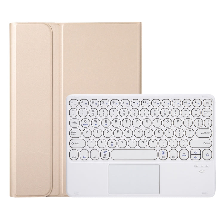 YA700B-A  Lambskin Texture Voltage Round Keycap Bluetooth Keyboard Leather Case with Touchpad For Samsung Galaxy Tab S8 11 inch SM-X700 / SM-X706 & S7 11 inch SM-X700 / SM-T875(Gold)