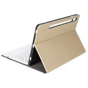 YA700B-A  Lambskin Texture Voltage Round Keycap Bluetooth Keyboard Leather Case with Touchpad For Samsung Galaxy Tab S8 11 inch SM-X700 / SM-X706 & S7 11 inch SM-X700 / SM-T875(Gold)