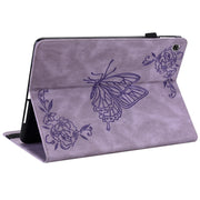 For Lenovo M10 Plus 10.3 TB-X606F/TB-X606X Butterfly Flower Embossed Leather Tablet Case(Purple)