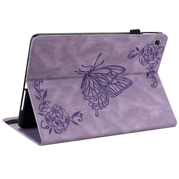 For Lenovo M10 Plus 10.3 TB-X606F/TB-X606X Butterfly Flower Embossed Leather Tablet Case(Purple)