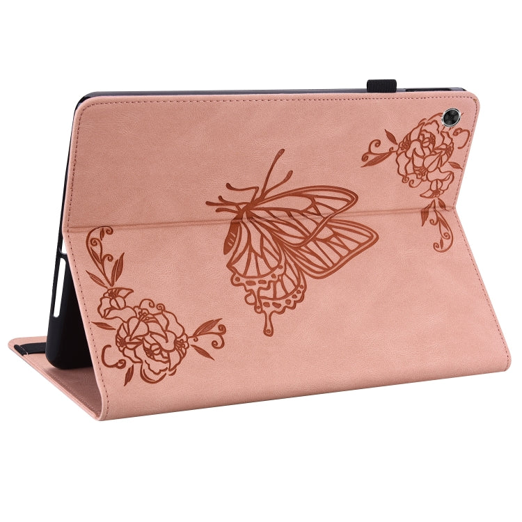 For Lenovo M10 Plus 10.3 TB-X606F/TB-X606X Butterfly Flower Embossed Leather Tablet Case(Rose Gold)