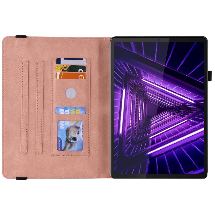 For Lenovo M10 Plus 10.3 TB-X606F/TB-X606X Butterfly Flower Embossed Leather Tablet Case(Rose Gold)