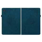 For Lenovo Tab M10 TB-X605L/X605F Butterfly Flower Embossed Leather Tablet Case(Blue)