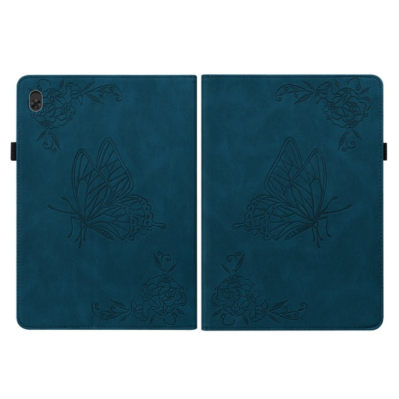 For Lenovo Tab M10 TB-X605L/X605F Butterfly Flower Embossed Leather Tablet Case(Blue)