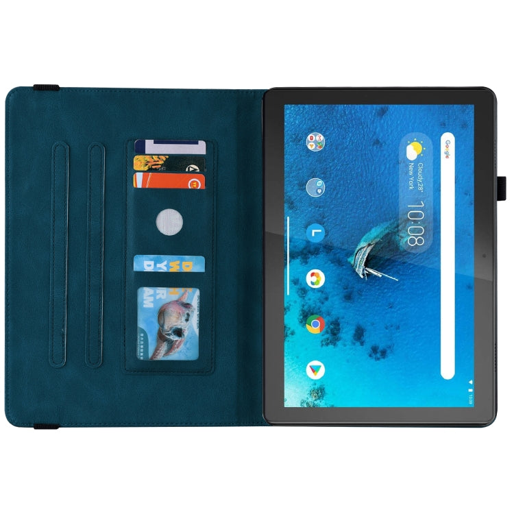 For Lenovo Tab M10 TB-X605L/X605F Butterfly Flower Embossed Leather Tablet Case(Blue) - Lenovo by PMC TechLife | Online Shopping South Africa | PMC TechLife | Buy Now Pay Later Mobicred