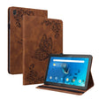 For Lenovo Tab M10 TB-X605L/X605F Butterfly Flower Embossed Leather Tablet Case(Brown) - Lenovo by PMC TechLife | Online Shopping South Africa | PMC TechLife | Buy Now Pay Later Mobicred