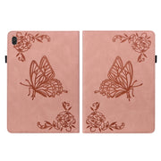 For Lenovo Tab M10 TB-X605L/X605F Butterfly Flower Embossed Leather Tablet Case(Rose Gold)