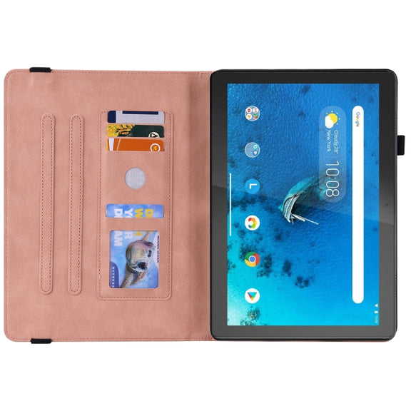 For Lenovo Tab M10 TB-X605L/X605F Butterfly Flower Embossed Leather Tablet Case(Rose Gold)