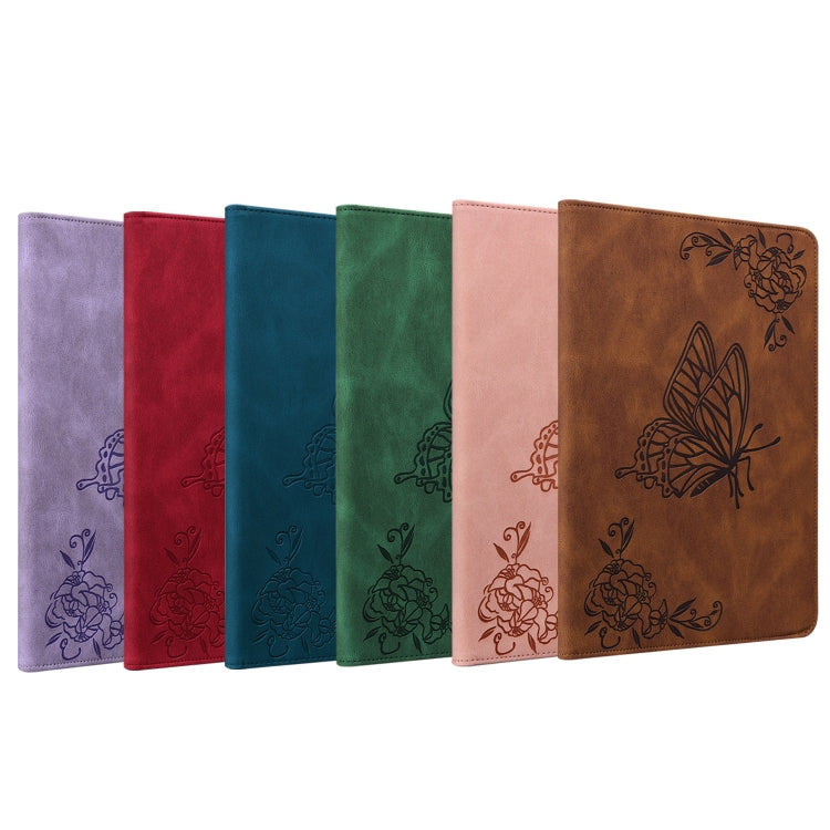 For Lenovo Tab M10 TB-X605L/X605F Butterfly Flower Embossed Leather Tablet Case(Brown)